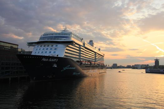 Amsterdam, The Netherlands - May 11th 2017: Mein Schiff 3 TUI Cruises docked at Passenger Terminal Amsterdam