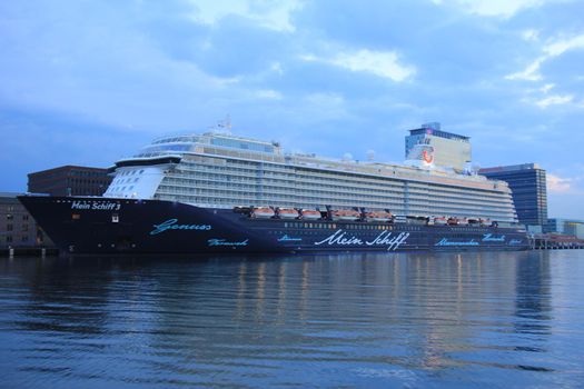 Amsterdam, The Netherlands - May 11th 2017: Mein Schiff 3 TUI Cruises docked at Passenger Terminal Amsterdam