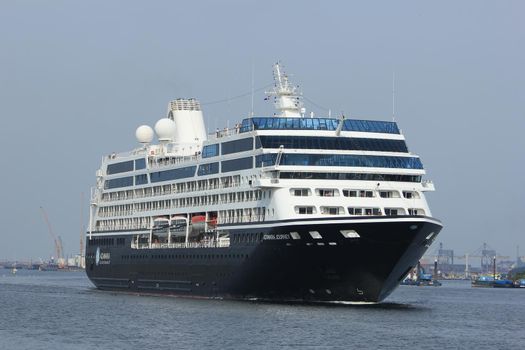 Velsen, The Netherlands - June 20th 2017: Azamara Journey - Azamara Club Cruises on North Sea Channel towards Amsterdam Cruise terminal