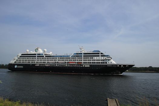 Velsen, The Netherlands - June 20th 2017: Azamara Journey - Azamara Club Cruises on North Sea Channel towards Amsterdam Cruise terminal