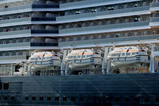 Velsen, the Netherlands - May, 21st 2017: MS Koningsdam, detail of safety vessel