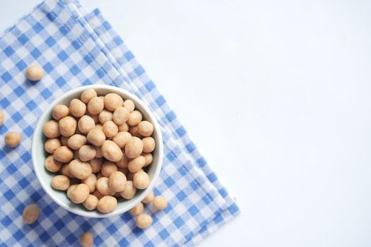 indonesia peanuts in a bowl on table top down