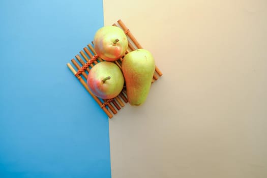 slice of fresh pears on table close up ,