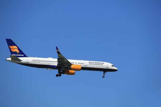 Amsterdam the Netherlands - July 9th 2017: TF-ISJ Icelandair Boeing 757-200 approaching Schiphol Amsterdam Airport Kaagbaan runway