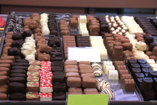 Luxurious Chocolates on display in a confectioner's shop