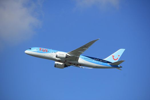 Amsterdam the Netherlands - September 23rd 2017:  PH-TFK TUI Airlines Netherlands Boeing 787-8 Dreamliner takeoff from Kaagbaan runway, Amsterdam Airport Schiphol