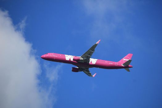 Amsterdam the Netherlands - September 23rd 2017: TF-JOY WOW air Airbus A321-200 takeoff from Kaagbaan runway, Amsterdam Airport Schiphol