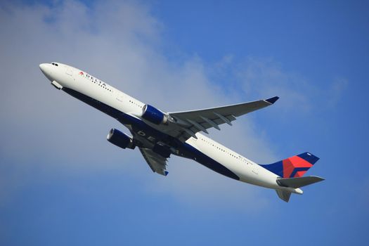 Amsterdam the Netherlands - September 23rd 2017: N807NW Delta Air Lines Airbus A330-323 takeoff from Kaagbaan runway, Amsterdam Airport Schiphol