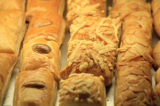 Luxurious cookies on display in a pastry bakers shop