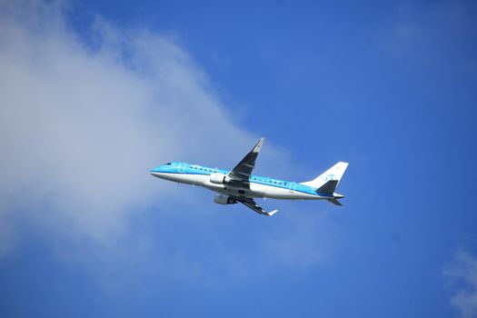 Amsterdam the Netherlands - September 23rd 2017: PH-EXG KLM Cityhopper Embraer ERJ-175 takeoff from Kaagbaan runway, Amsterdam Airport Schiphol