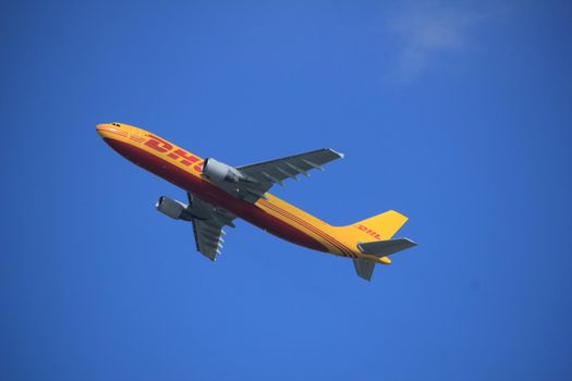 Amsterdam the Netherlands - September 23rd 2017: D-AEAI EAT DHL Leipzig Airbus A300 takeoff from Kaagbaan runway, Amsterdam Airport Schiphol