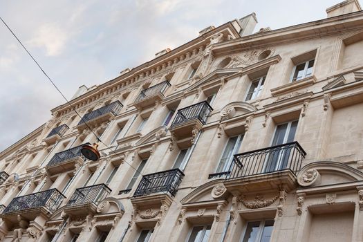 Facade of a classic building in Bordeaux city