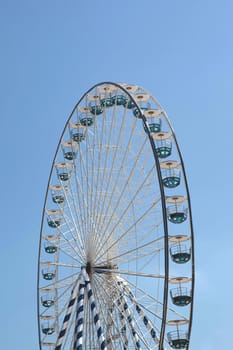 Big wheel and blue sky on background
