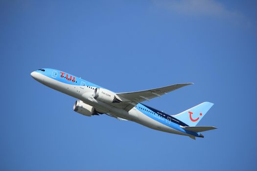 Amsterdam the Netherlands - September 23rd 2017: PH-TFL TUI Airlines Netherlands Boeing 787-8 Dreamliner  takeoff from Kaagbaan runway, Amsterdam Airport Schiphol