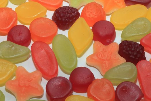 Candy in different shapes, colors and sizes