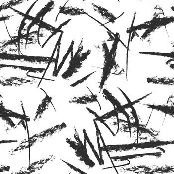 Pencil art seamless pattern, abstract repeat hand drawn sketch texture, natural dark grunge background illustration