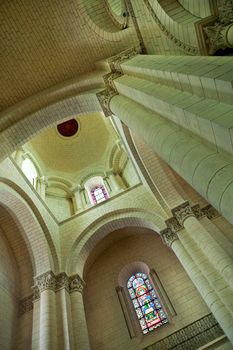 Columns and roof of Angouleme cathedral in France