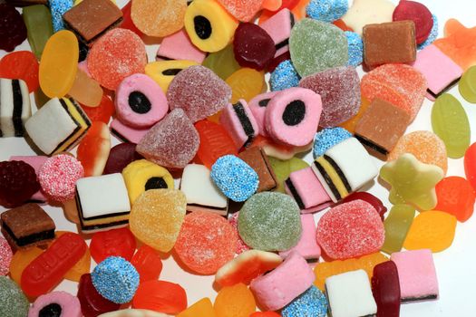 Candy in different shapes, colors and sizes