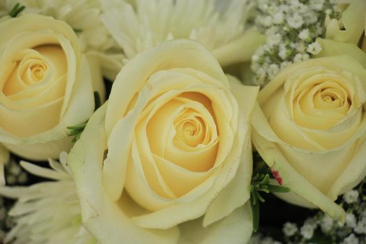 White roses in a floral wedding decoration