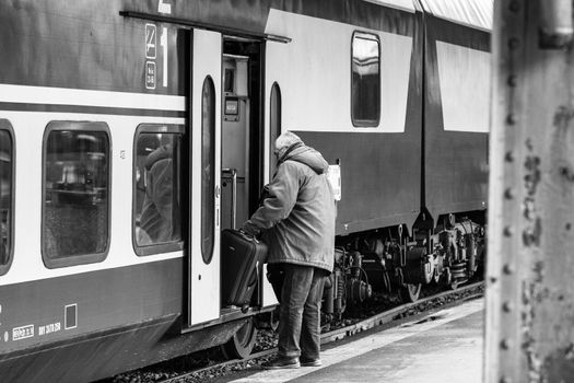 Train at Bucharest North Railway Station (Gara de Nord Bucharest) Romania, 2022