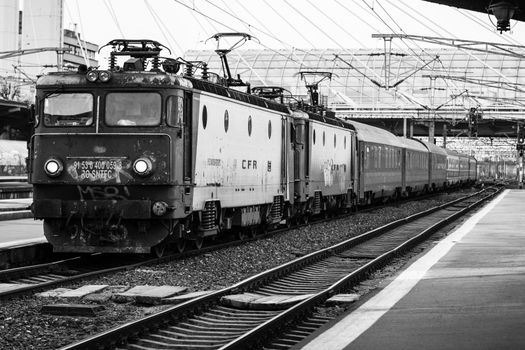 Train at Bucharest North Railway Station (Gara de Nord Bucharest) Romania, 2022