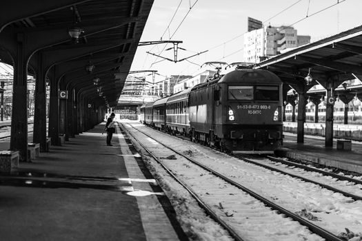 Train at Bucharest North Railway Station (Gara de Nord Bucharest) Romania, 2022