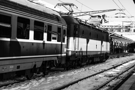 Train at Bucharest North Railway Station (Gara de Nord Bucharest) Romania, 2022