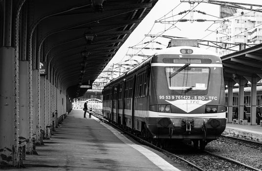 Train at Bucharest North Railway Station (Gara de Nord Bucharest) Romania, 2022