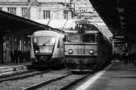 Train at Bucharest North Railway Station (Gara de Nord Bucharest) Romania, 2022