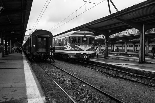 Train at Bucharest North Railway Station (Gara de Nord Bucharest) Romania, 2022