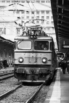 Train at Bucharest North Railway Station (Gara de Nord Bucharest) Romania, 2022