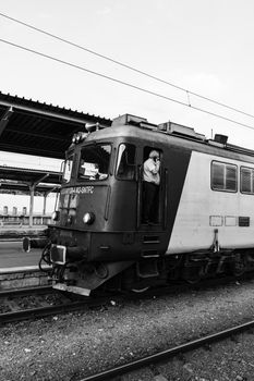 Train at Bucharest North Railway Station (Gara de Nord Bucharest) Romania, 2022