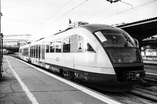 Train at Bucharest North Railway Station (Gara de Nord Bucharest) Romania, 2022