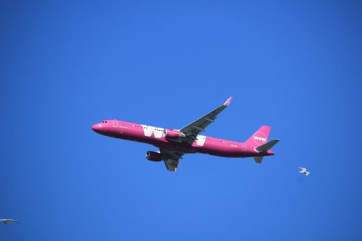 Amsterdam the Netherlands - September 23rd 2017: TF-JOY WOW air Airbus A321-200 takeoff from Kaagbaan runway, Amsterdam Airport Schiphol