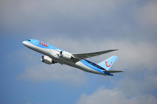 Amsterdam the Netherlands - September 23rd 2017: PH-TFL TUI Airlines Netherlands Boeing 787-8 Dreamliner  takeoff from Kaagbaan runway, Amsterdam Airport Schiphol