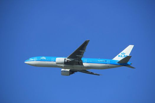 Amsterdam the Netherlands - September 23rd 2017: PH-BQH KLM Royal Dutch Airlines Boeing 777-200 takeoff from Kaagbaan runway, Amsterdam Airport Schiphol