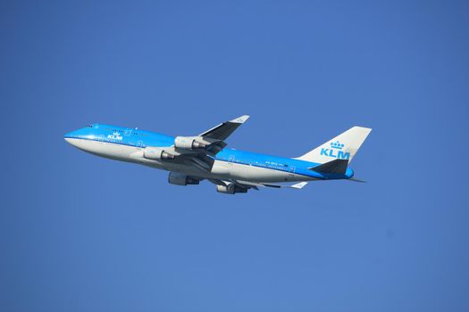 Amsterdam the Netherlands - October 15th, 2017: PH-BFU KLM Royal Dutch Airlines Boeing 747-400M takeoff from Kaagbaan runway, Amsterdam Airport Schiphol