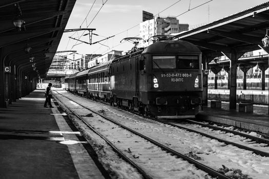 Train at Bucharest North Railway Station (Gara de Nord Bucharest) Romania, 2022