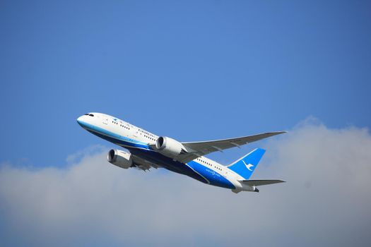 Amsterdam the Netherlands - September 23rd 2017: B-2761 Xiamen Airlines Boeing 787-8 Dreamliner takeoff from Kaagbaan runway, Amsterdam Airport Schiphol