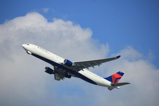 Amsterdam the Netherlands - September 23rd 2017: N807NW Delta Air Lines Airbus A330-323 takeoff from Kaagbaan runway, Amsterdam Airport Schiphol