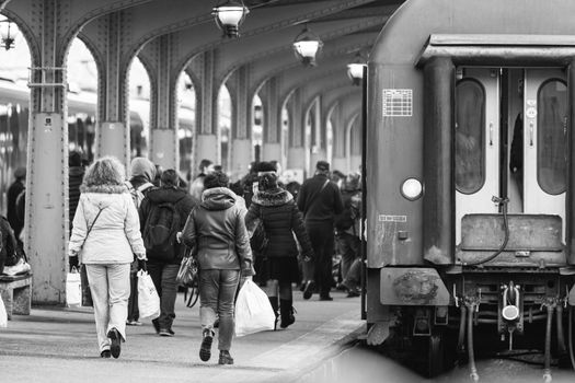 Train at Bucharest North Railway Station (Gara de Nord Bucharest) Romania, 2022