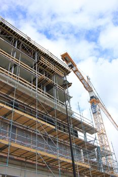 Building under construction at a construction site