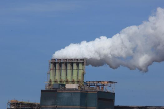 Chimneys and smokestacks of an industrial plant, Chemical industrial industry