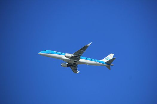 Amsterdam the Netherlands - September 23rd 2017: PH-EZF KLM Cityhopper Embraer ERJ-190STD takeoff from Kaagbaan runway, Amsterdam Airport Schiphol