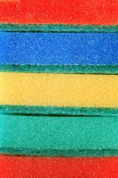 Background made from set various color kitchen sponges