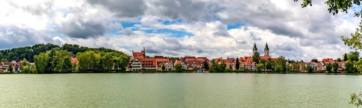 Stunning panoramic view of the town and lake in Bad Waldsee, Germany