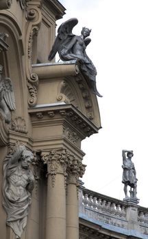 Angel Statue in front of Budapest, Hungary, Vajdahunyad Castle.