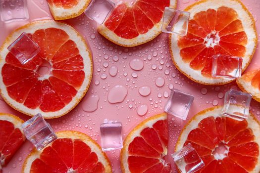 Background with grapefruit and water drops. Selective focus. Spa.