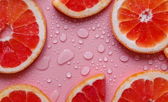 Background with grapefruit and water drops. Selective focus. Spa.