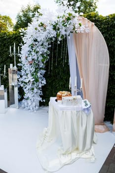 Wedding beautiful arch for the wedding ceremony of the newlyweds